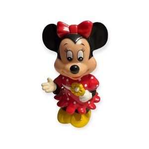 Vintage Minnie Mouse Coin Bank Figurine Polka Dot Dress‎ Disney Decor